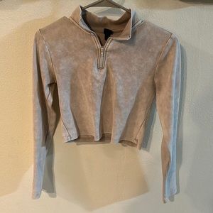 Wild fable cropped 3/4 zip cream top